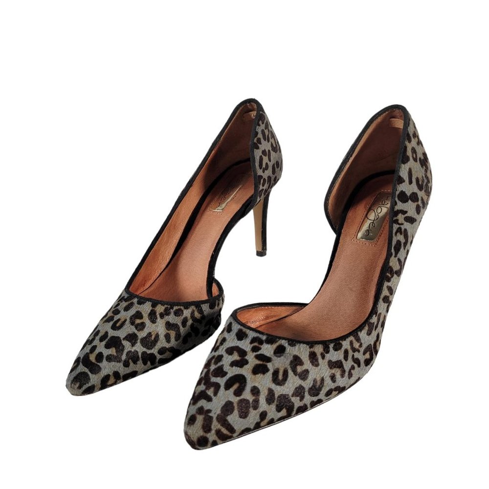 Halogen Gray Animal Print Calf Fur Suede Stiletto Pump Heels Women Size 7W - Picture 2 of 11
